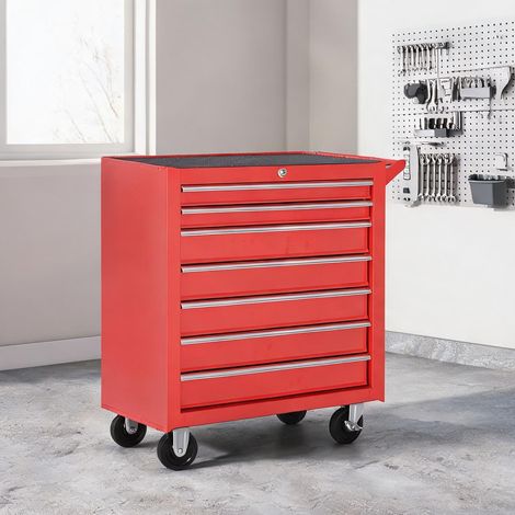 Servante d'atelier coloris rouge en acier 69 x 33 x 75 cm (1/5)