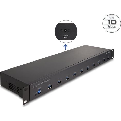 Delock Hub de la industria de 19â de 10 x USB 10 Gbps Tipo-A
