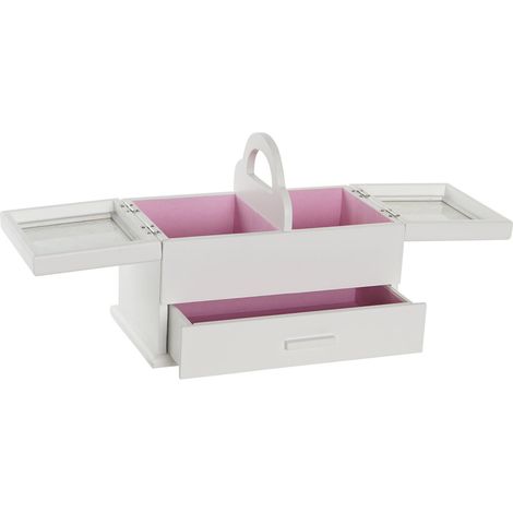 DKD Home Decor Boîte à bijoux blanc rose clair 16x17x28 cm (1/5)