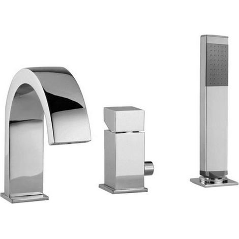 Miscelatore bordo vasca con bocca di erogazione a cascata Paffoni serie Level LES040CR Cromato - Ottone