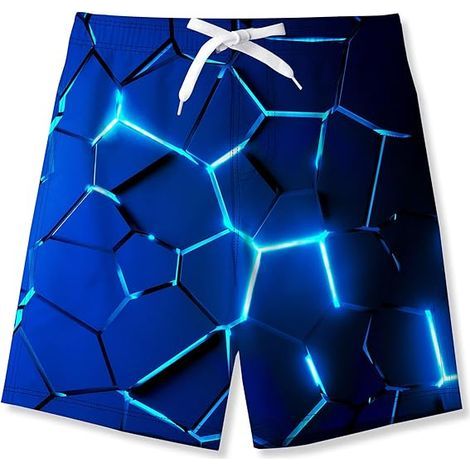 Short de bain garçon imprimé 3D, séchage rapide, idéal pour la plage, le sport et la course à pied. (1/5)