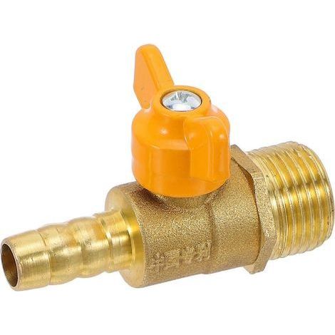 Raccords de vanne à bille en laiton pour gaz - Vanne d'arrêt robuste en cuivre de 1/2 pouce avec filetage mâle et poignée papillon - Pour brûleur à gaz naturel et foyer extérieur (1/5)