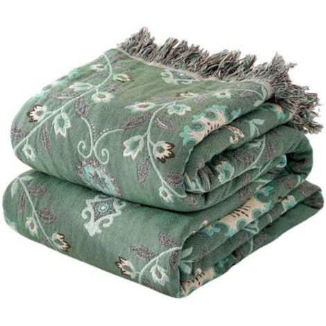 Bardusch-Plaid bohème pour lit - Couette rustique ultra douce en coton - Couverture d'automne à imprimé floral et oiseaux - Décoration champêtre - Grandes couvertures de lit... (1/5)