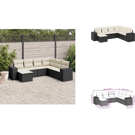 Salon de jardin 7 pcs avec coussins noir résine tressée - Ensemble Salon De Jardin - Meuble Extérieur - Jardin Design - Mobilier De Jardin - Chaise Longue (1/3)