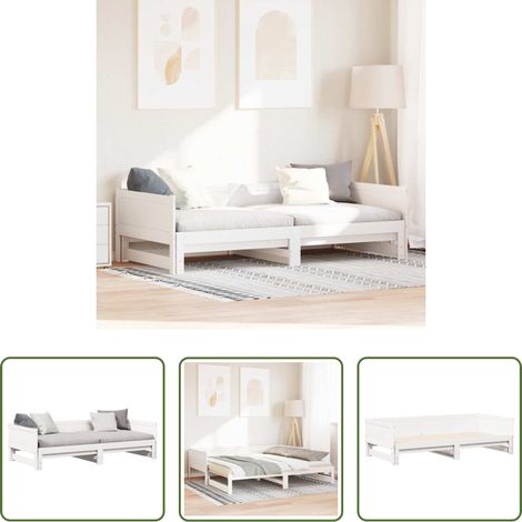 vidaXL Ausziehbetten - Ausziehbares Tagesbett Weiß 203,5 x 184 x 56,5 cm (1/5)