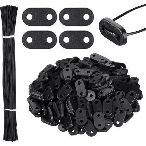 200 Sets Fixation pour Clôture Brise-Vue en PVC, Noir 200 Clips Montage, 200 Attaches Câble Fil, Résistant aux Intempéries, Plaque de Montage, Pour Jardin Balcon (1/5)