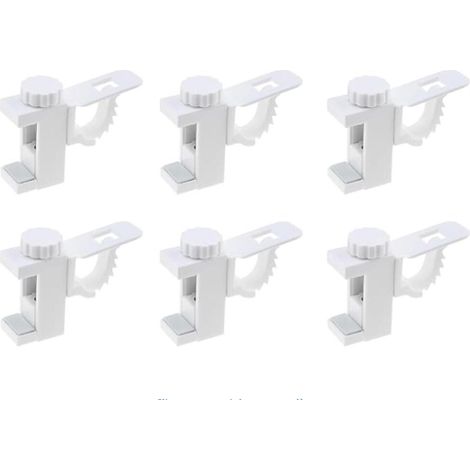 6 Pièces Support Tringle Rideaux sans Percage, Barre Transversale Réglableen Plastique, Support de Stockage de Serviette et Crochet pour Organisateur (1/5)