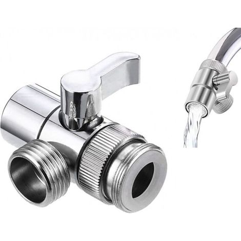 Umstellventil für Wasserhahn – 1/2"-Anschluss – Umstellventil für Dusche – Dreiwege-Umstellventil – Duschadapter