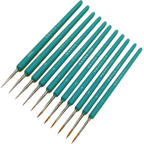 Ensemble de 11 Pinceaux de Détail à Poils de Martre Doux, Manche Ergonomique Bleu Ciel pour Dessin Précis et Absorption Optimale, 11 Pièces (1/5)