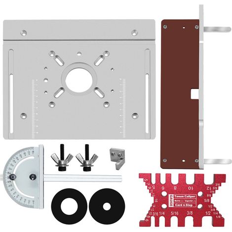 Set aus 4 Frästisch-Einlegeplatten aus Aluminiumlegierung für Holzbearbeitung, Konturfräsen, Gravieren, als Hilfsmittel und für Holzbearbeitungsbänke. (1/3)