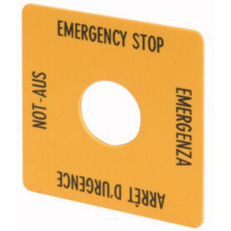 Eaton M22-XYK1 216484 Bezeichnungsschild (B x H) 50 mm x 50 mm NOT-AUS (de, en, fr, it) Gelb 1 St.
