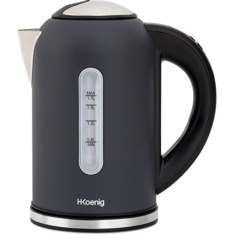 HKoenig BOE52 Hervidor de Agua Eléctrico Pequeño, 2200 W, Capacidad de 1.7 L, Base 360º, Temperatura hasta 100º en Tiempo Récord
