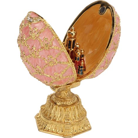 Boîte à bijoux en métal en forme d'œuf, ornée de strass et dotée d'une fermeture magnétique. Coffret décoratif en forme d'œuf pour ranger vos bijoux. (1/5)