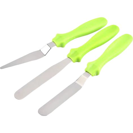 Espátulas para pasteles, aptas para untar glaseado, mantequilla y chocolate (juego de 3, verdes). (1/5)
