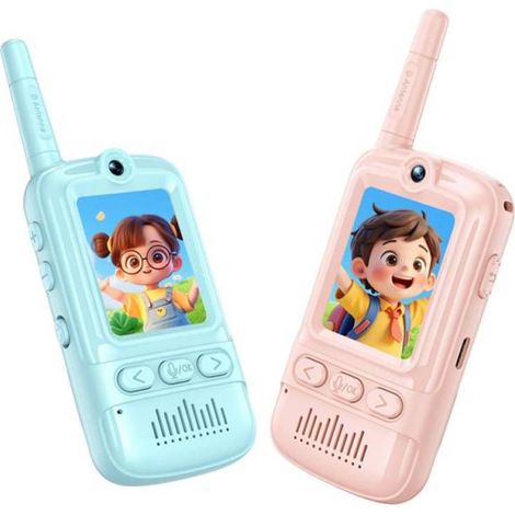 Walkie Talkie Enfant - écran 2 Pouces Et Caméra - Portée 400m Extérieur - Jeu Plein Air Camping - Lot De 2 Bleu (1/5)