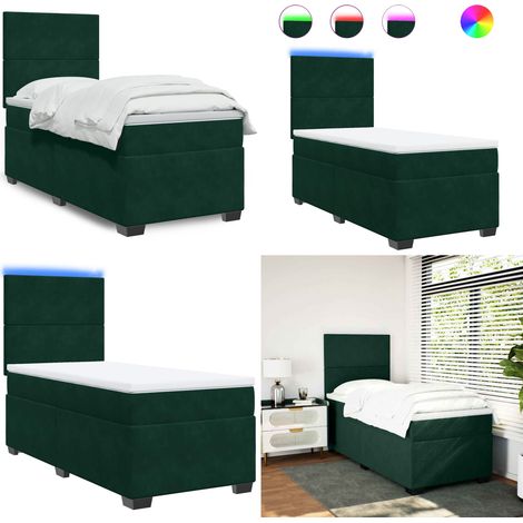 Boxspringbett mit Matratze Dunkelgrün 80x200 cm Samt - Boxspringbett - Doppelbett - Samtbett - Grünes Bett - LED Beleuchtung - Home & Living (1/5)