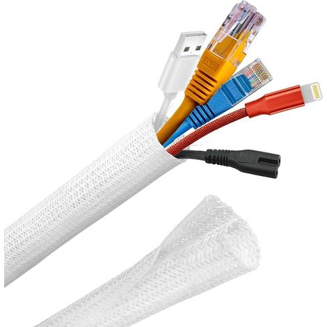 3m Cable de fermeture automatique Fourn de gaine Diamètre 12-20mm Gestion de câble pour le bureau Cache-câble dans le bureau TV Floor Blanc (1/5)
