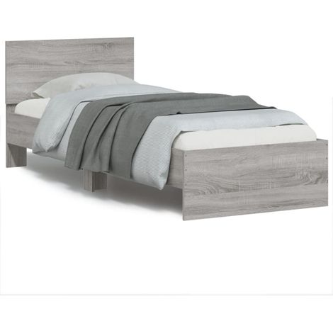 vidaXL Bettgestell mit Kopfteil Sonoma Grau 75x190 cm