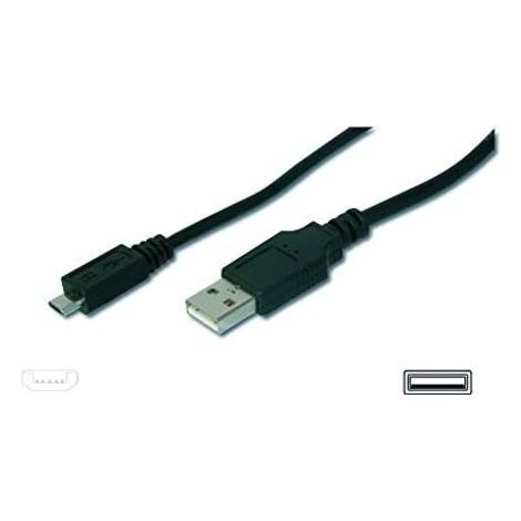 Digitus Câble USB USB 2.0 USB-A mâle, USB-Micro-B mâle 1.80 m noir AK-300127-018-S