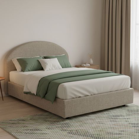 Talamo Italia Cama de plaza y media Concetta, Cama contenedor con revestimiento de tela, 100% Made in Italy, Apertura frontal, adecuado para colchón Cm 120x190, Tórtola, con embalaje reforzado (1/5)