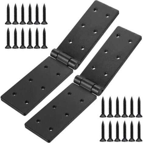 2 Pièces Charnières Pliantes Noires Robustes, Charniere Caisse, Charnière Coffre, Charnière pour Meuble Jardin en Bois Tiroir Coffre (1/4)