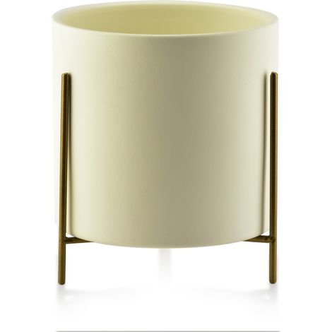 Pot de fleurs beige basique Neva sur pied (1/3)