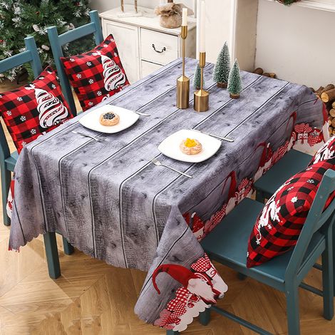 Nappe De Table De Noël - Rectangulaire 180 X 150 Cm - Grise - Lavable En Machine - Pour Décoration De Table Festive (1/5)