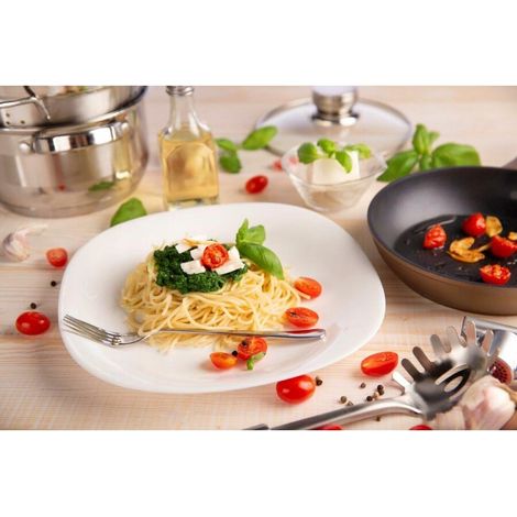 Assiette plate carrée blanche peu profonde Quadro 28 cm