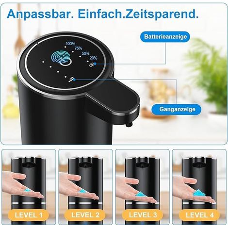 Automatischer Seifenspender, Infrarotsensor, berührungsloser automatischer Seifenspender, USB-aufladbar, IPX5 wasserdicht, geeignet für Badezimmer und Toiletten.