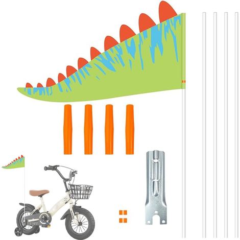 Drapeau de vélo pour enfants de 150 cm, fanion de vélo avec 5 hampes, fanion de sécurité imperméable et réglable pour remorques de vélo et trottinettes, drapeau de sécurité pour garçons et filles pour (1/5)