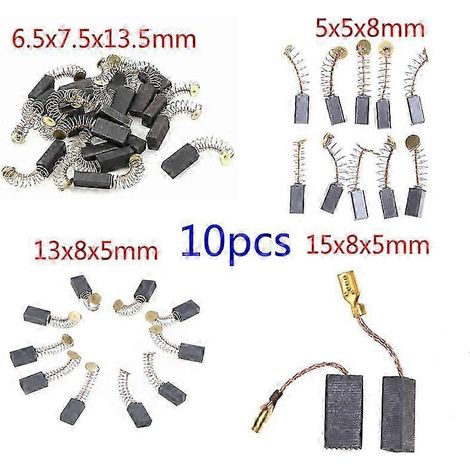 Lot de 10 balais de charbon de rechange pour outils électriques, mini-perceuses, meuleuses électriques, outils rotatifs, différentes tailles (1/5)