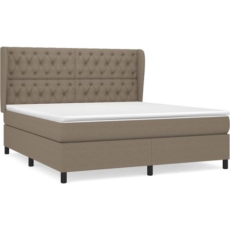 Maison Exclusive - Sommier à lattes de lit avec matelas Taupe 160x200 cm Tissu (1/5)