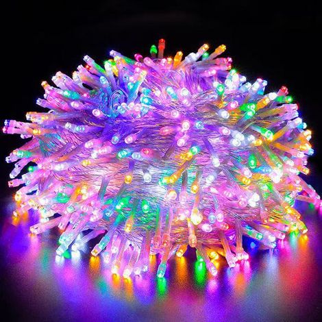 Guirlande lumineuse d'extérieur de Noël à piles, 20 m, 200 LED, décorations de Noël personnalisées, 8 modes, lumières LED multicolores pour rideau intérieur, arbre, jardin, fenêtre, fête de mariage