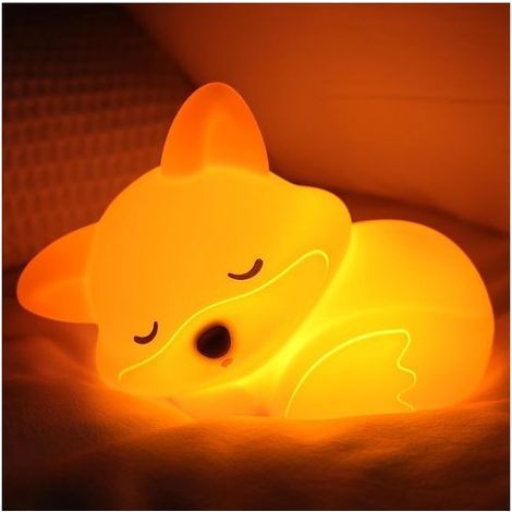 Veilleuse Renard - Lampe en silicone mignonne - Rechargeable avec minuterie et fonction de variation d'intensité - (1/5)