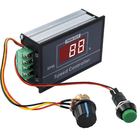 Contrôleur de Vitesse Moteur CC 6-60V 6V 12V 24V 48V 30A Régulateur PWM Variateur de Vitesse Réglable avec Affichage Numérique LED et Interrupteur Marche/Arrêt pour Moteur (1/5)