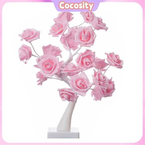 Cocosity Lampe d’arbre de fleur de rose Rose fleur arbre lampe 24 LED table bonsaï fleur veilleuse pour chambre deco decoration (1/5)