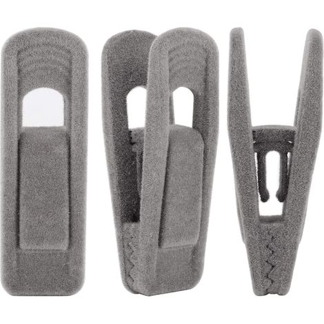 Lot de 20 pinces à cintres en velours, couleur ivoire, pour pantalons. Pinces robustes et floquées, idéales pour les cintres en velours fins. (1/5)