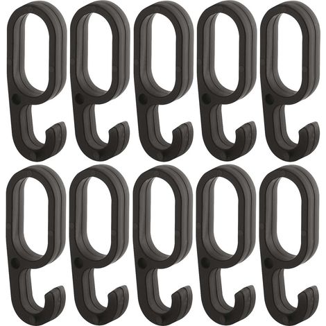 Cyclingcolors – Lot de 10 crochets en plastique noir pour tringle ovale 30 x 15mm – Installation facile – Pour dressing et armoire – Suspension solide (1/2)