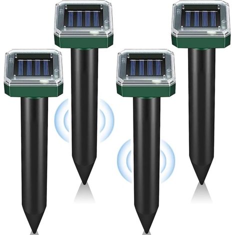 Répulsif à rongeurs solaire - Utilisé pour repousser les nuisibles et empêcher les taupes d'envahir le jardin et la pelouse - Lot de 4 (1/5)