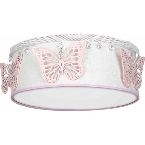 Plafonnier enfant Papillon Milagro E27 Ø40 blanc/rose (1/5)