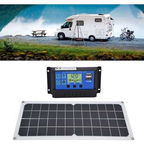 Kit Solaire 10W avec Ventilateur 10A pour Voiture, Camping-Car, Bateau et Téléphone Portable (1/5)