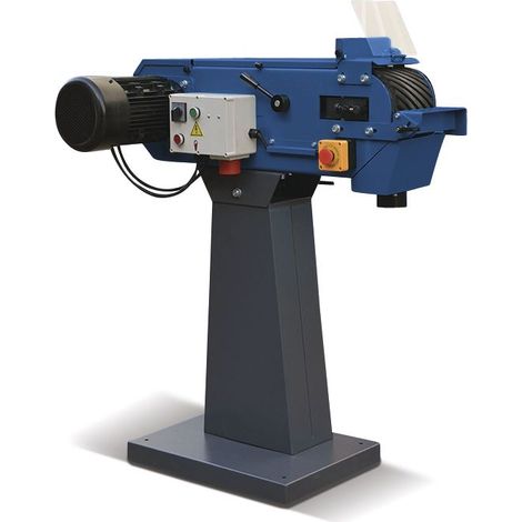 Ponceuse à bande pour métaux 150x2000 mm 18-36 m/s 3/4 kW 400V frein moteur arrêt d'urgence dia. roue motrice 240 mm 2 vit. Metallkraft MBSM150-240-2 (1/2)