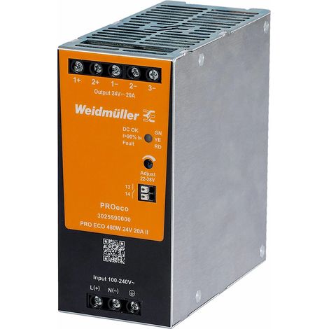 Weidmüller PRO ECO 480W 24V 20A II Fuente de alimentación, Fuente de alimentación conmutada, 24 V, 3025590000