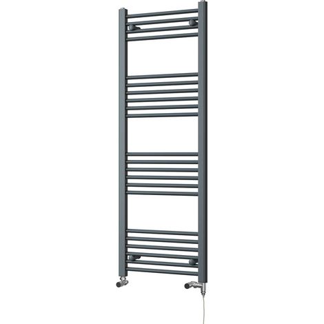 Zennor - Anthracite Dual Fuel Towel Rail H1400mm x W500mm Standard - Straight (1/3)