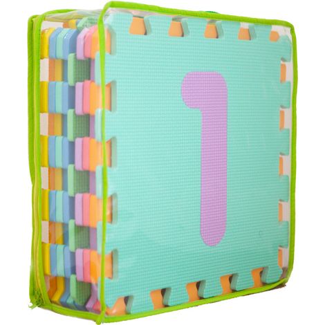 ARREGUI A-1044240 Tappeto puzzle per bebé, Tappeto colorato con numeri sfoderabili, Tappeto per bambini, Puzzle per bambini, Pavimento in gomma EVA morbida, 10 pezzi, 33x33x1 cm, multicolore