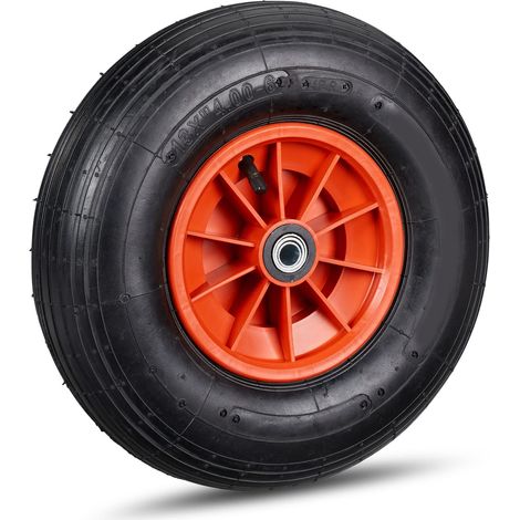 noir-rouge brouette 136 kg, roue de rechange axe, caoutchouc essieu 4.00-6 - 3 adaptateurs, 325 x 95 mm (1/5)
