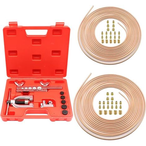Car Brake Hose Kit, 4.75 mm + Ø6.35 mm Copper Steel with 32 Brake Hose Fittings + 10 Connectors, Car Hydraulic Brake Systems (1/2)