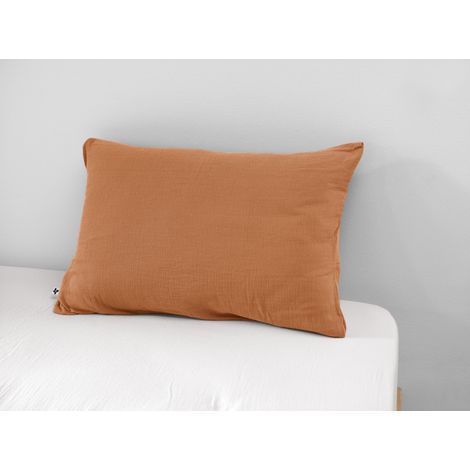 Taie d'oreiller "Gaïa" 60 x 60 cm & 50 x 70 cm "Gaze de Coton" l'Effet Papillon - Gaia Abricot - - Gaia Abricot - Taie d'oreiller 50 x 70 cm (1/5)
