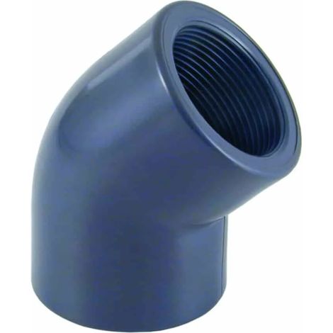 Coude PVC 45 Degrés, Manchon et Filetage Intérieur 40 mm, PN10 (1/3)