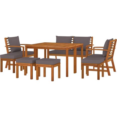 Ensemble de salle à manger de jardin meuble extérieur coussins 9 pièces bois acacia